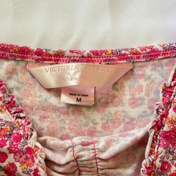 Vintage Victoria's Secret Angels Pink Sleep Lingerie Set Floral Print Size S & M - Picture 8 of 9